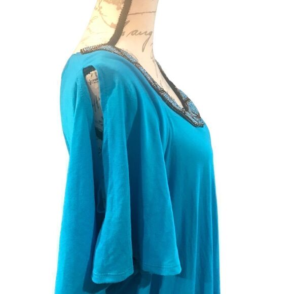 Faded Glory Blue Cold Shoulder Top Plus Size 3X - Picture 3 of 10